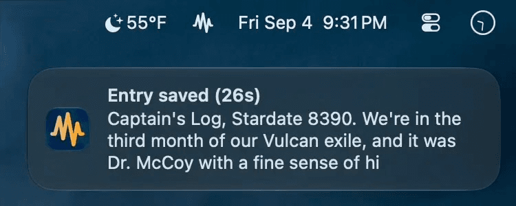 Captain's Log: Notification
