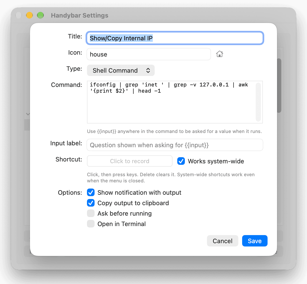 Handybar: Edit item light mode