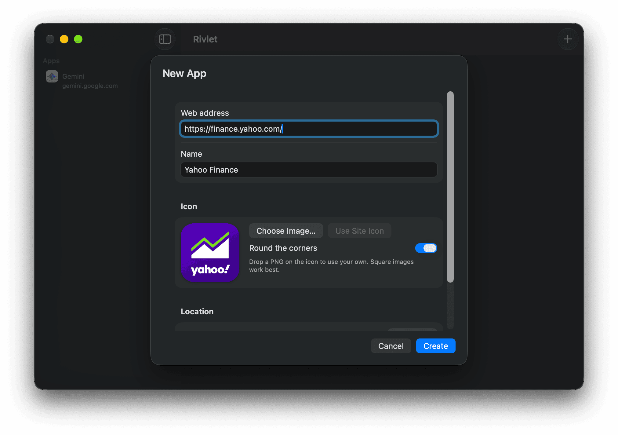 Rivlet: New app dark mode