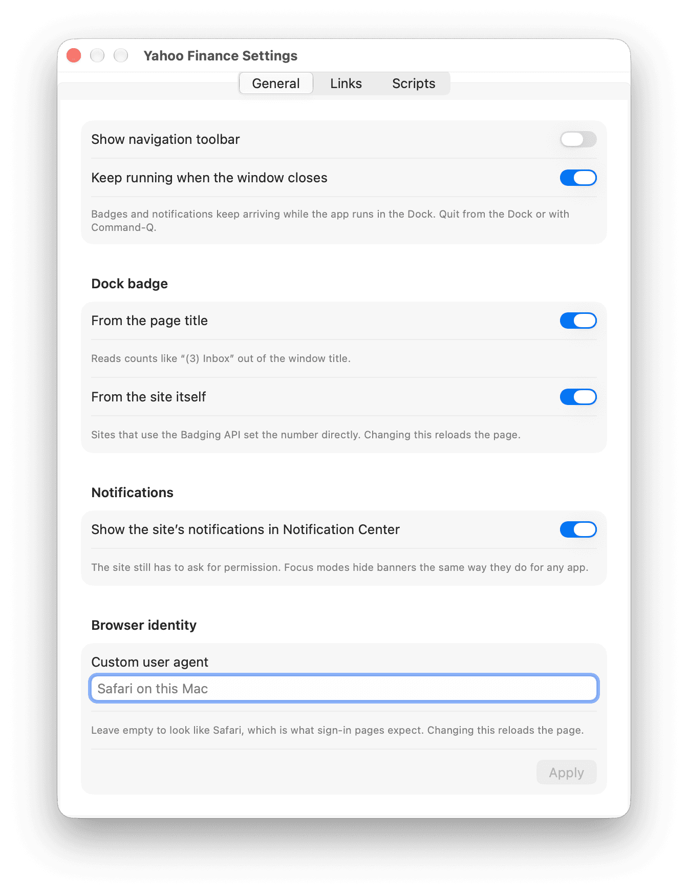 Rivlet: Settings general light mode
